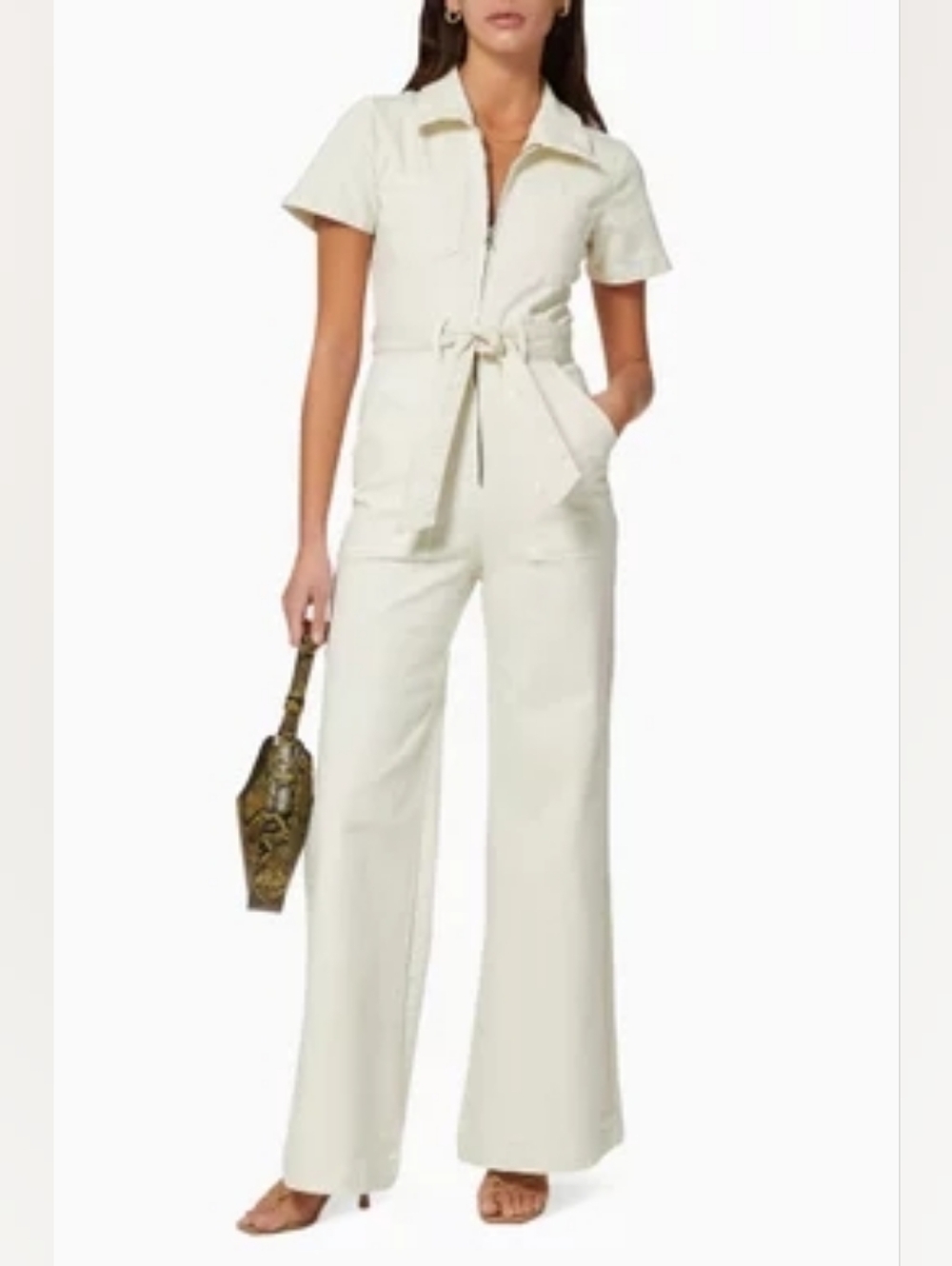 Good American Day and Night Belted Jumpsuit Size 1=S In Bone001 - Picture 2 of 12